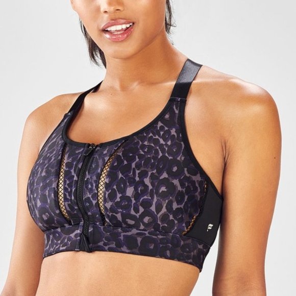 Fabletics Other - Fabletics High Impact Leopard Front Zip Sports Bra